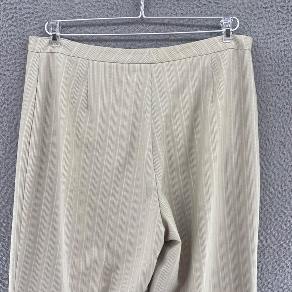 Tahari Suit Set Womens 12 Beige Pin Stripe Peak Lapel Pockets Office Career Work - Picture 13 of 16